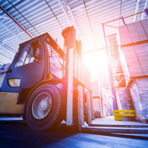 closeup of forklift